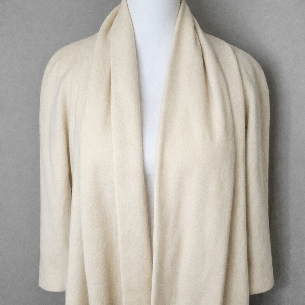 Vintage 1980s Alorna Cream Wool Car Coat | USA Made | Quiet Luxury | Size L - Picture 2 of 11